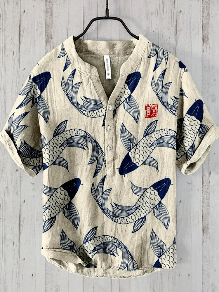 Jørgen Fishing Print Shirt Front View