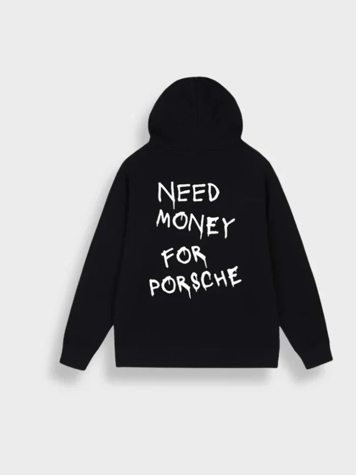 Back of Nicolai Slogan Hoodie in Black