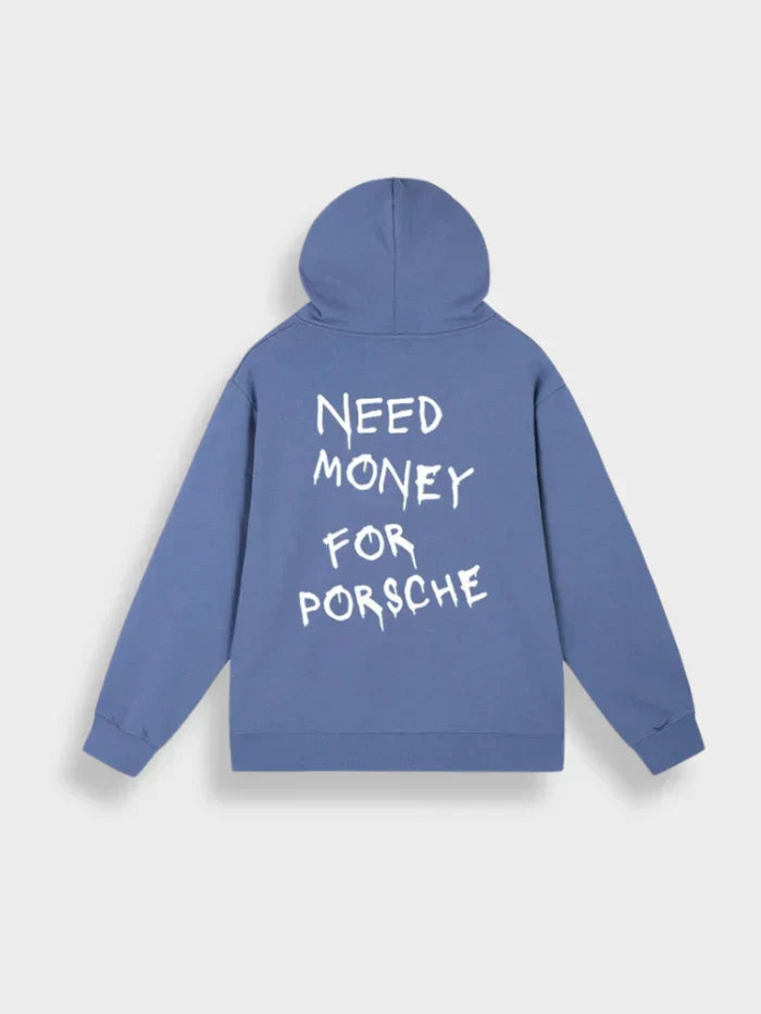 Blue Nicolai Slogan Hoodie Back View